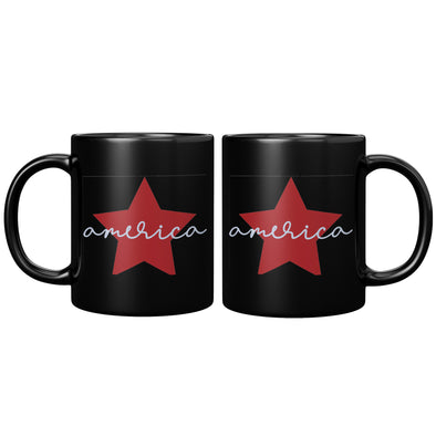 America Red Star Black Coffee Mug